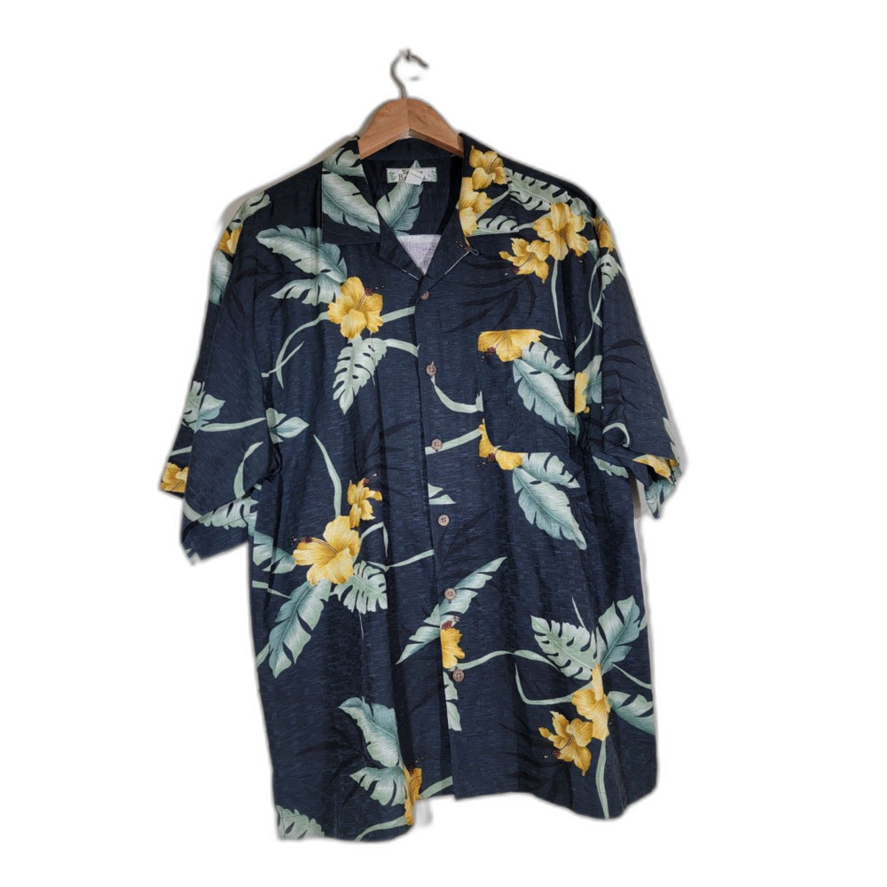 Tommy Bahama 100% Silk Floral Hawaiian Camp Collar Button Shirt - Large